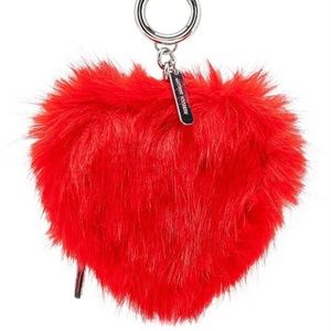 REBECCA MINKOFF FUR HEART COIN POUCH BAG CHARM